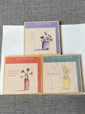 3 VTG Stamps Happen Wood Mounted Stamps Sheila Golden New Old Stock
